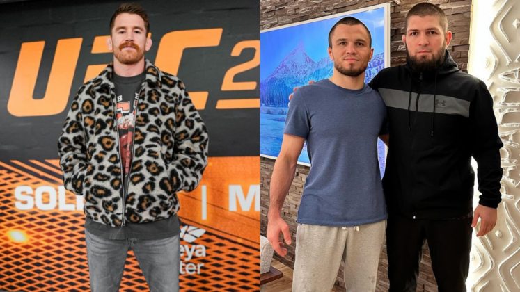 Cory Sandhagen and Umar Nurmagomedov with Khabib Nurmagomedov