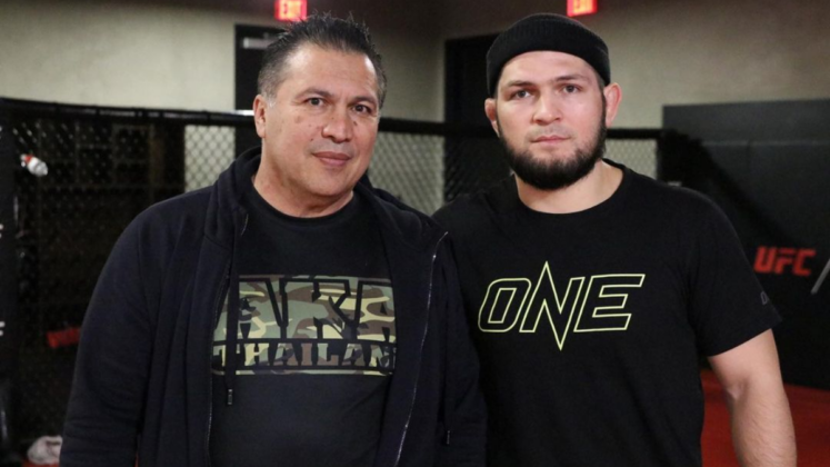 Khabib Nurmagomedov with his coach Javier Mendez