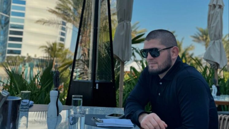 Khabib Nurmagomedov having food