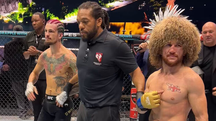 Sean O'Malley, Herb Dean, & Merab Dvalishvili