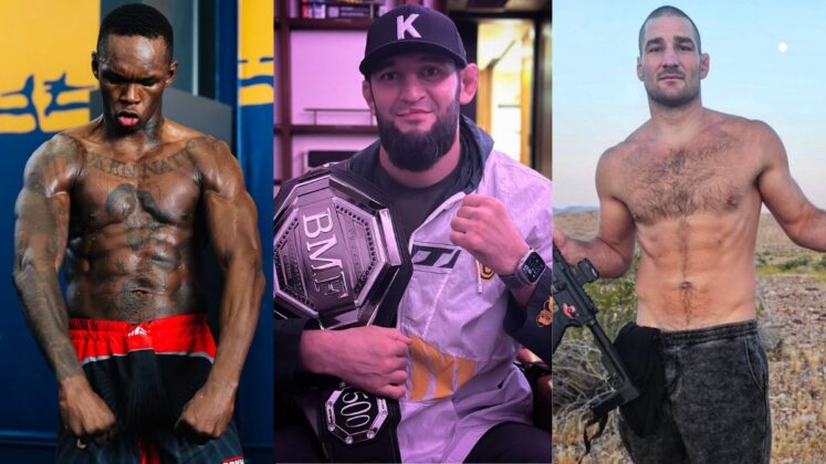 Israel Adesanya, Khamzat Chimaev, and Sean Strickland