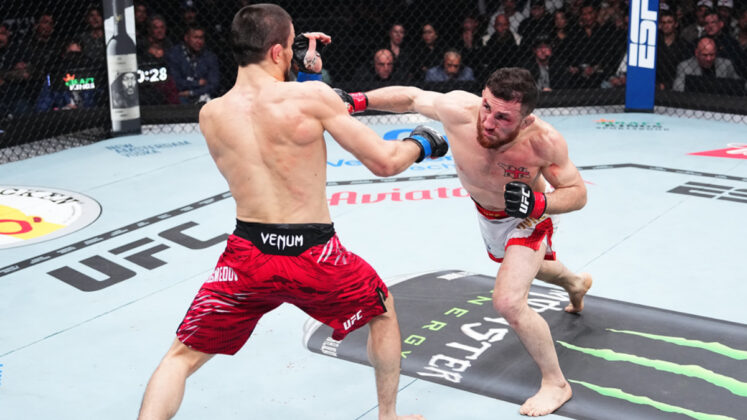 Merab Dvalishvili strikes Umar Nurmagomedov at UFC 311